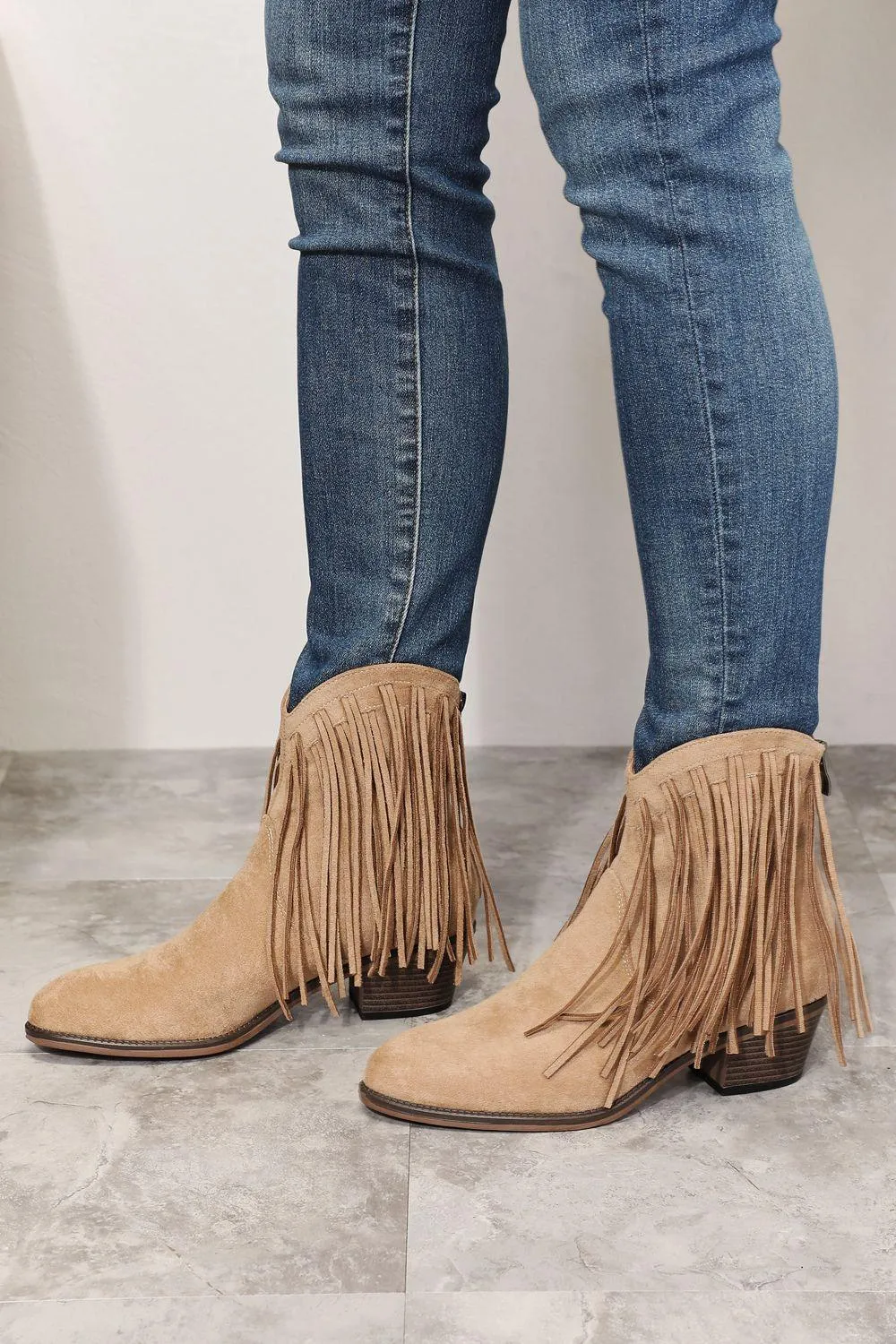 Legend Women's Fringe Tan Ankle Cowboy Boots