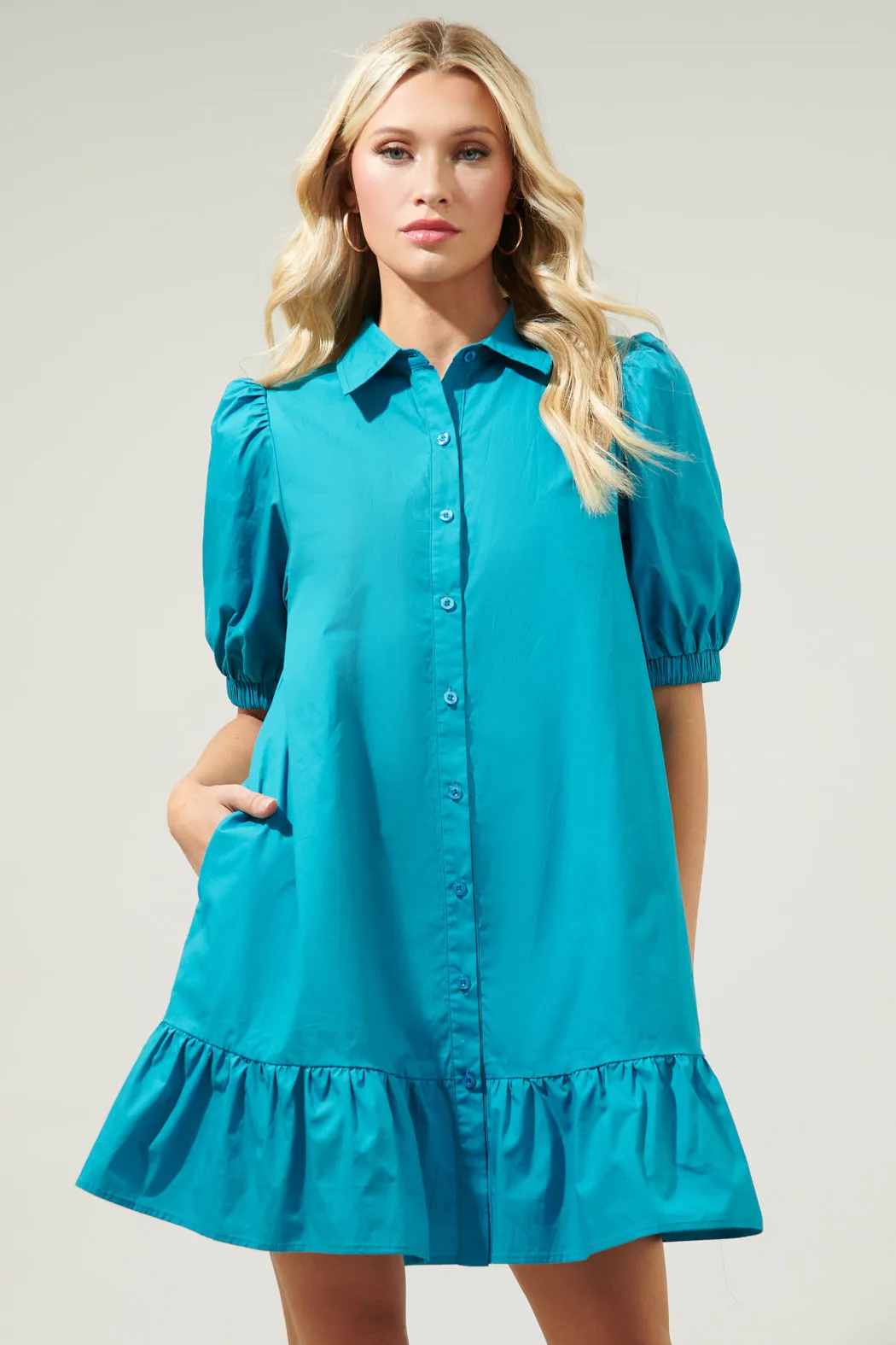 Levy Button Down Shift Dress
