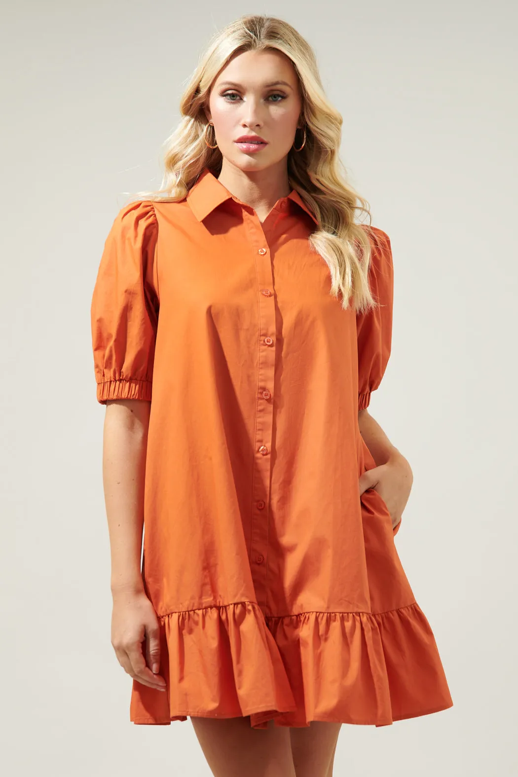 Levy Button Down Shift Dress