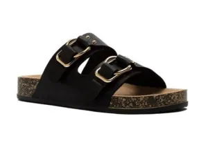 Luka Black Buckle Footbed Sandal
