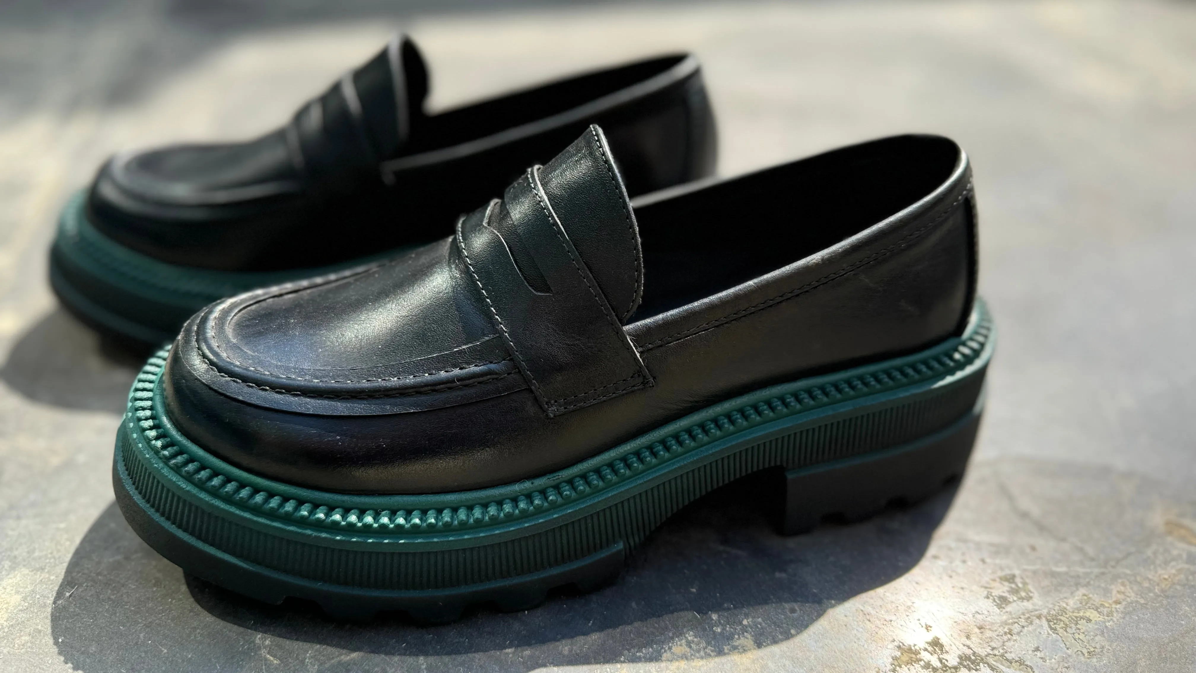 Marcy Platform Loafers in Black leather