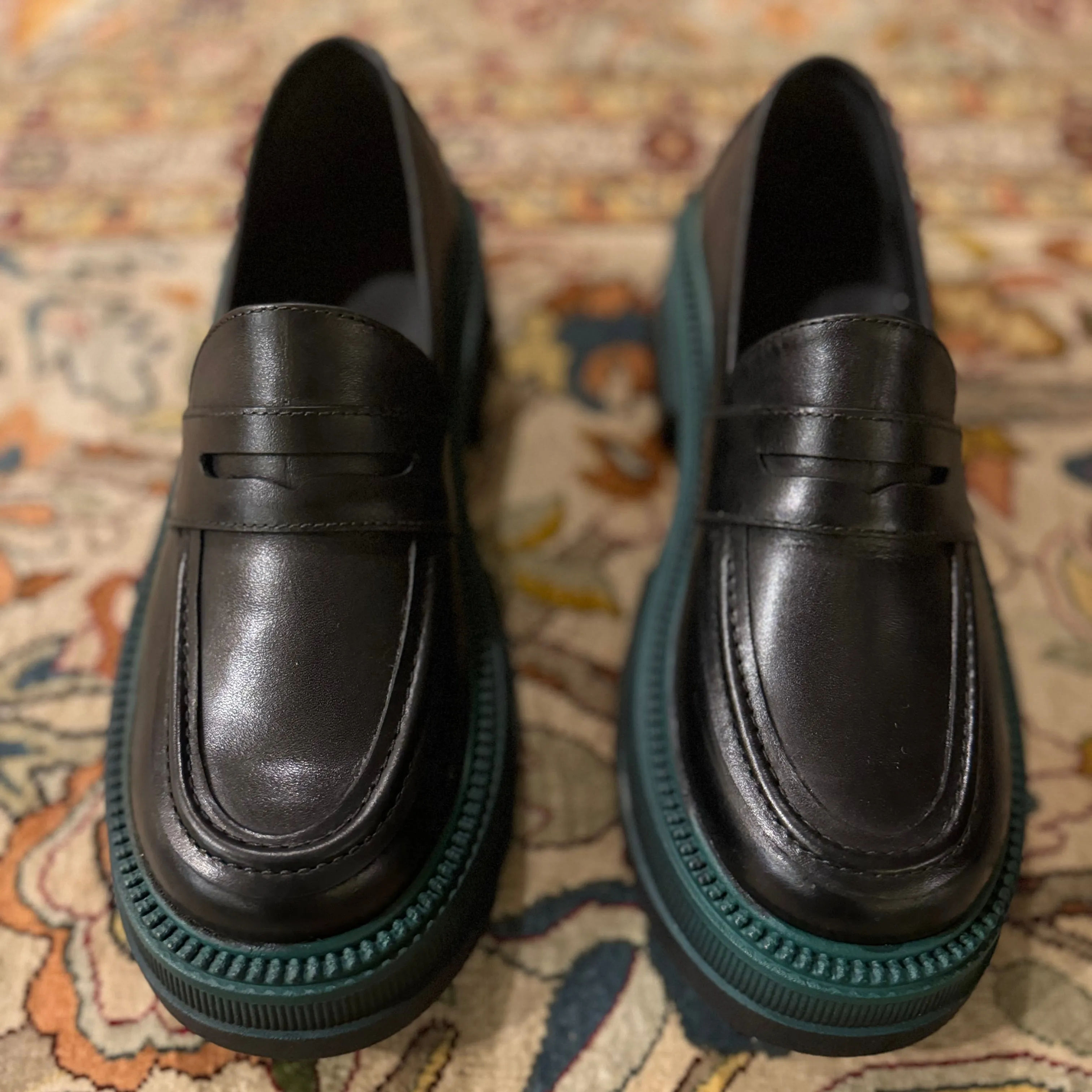 Marcy Platform Loafers in Black leather