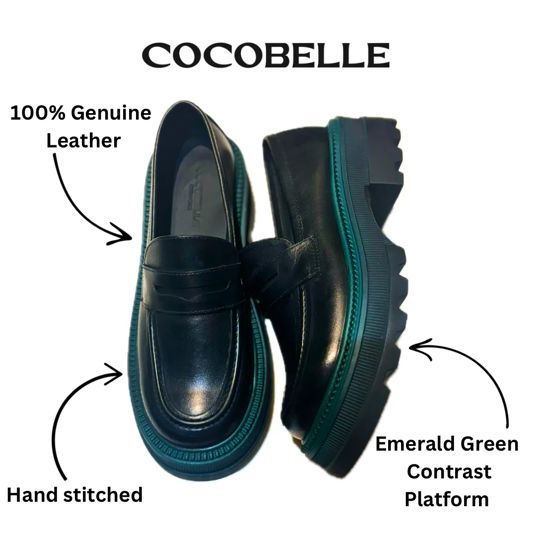 Marcy Platform Loafers in Black leather