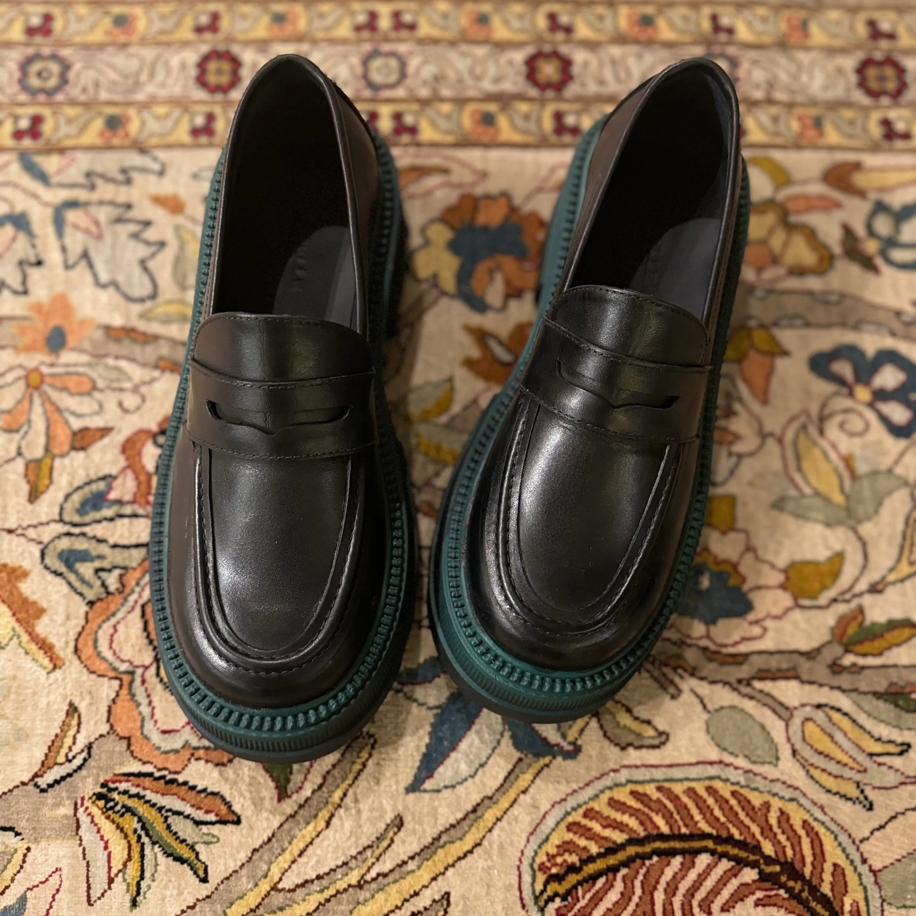 Marcy Platform Loafers in Black leather