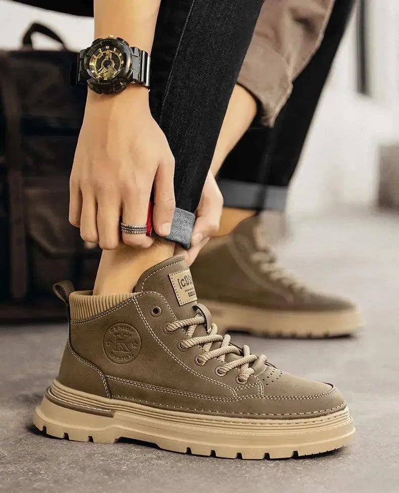 Men's Retro Leather Casual Shoes –Comfortable Ankle Boots for Work & Daily Wear