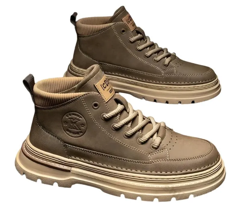 Men's Retro Leather Casual Shoes –Comfortable Ankle Boots for Work & Daily Wear