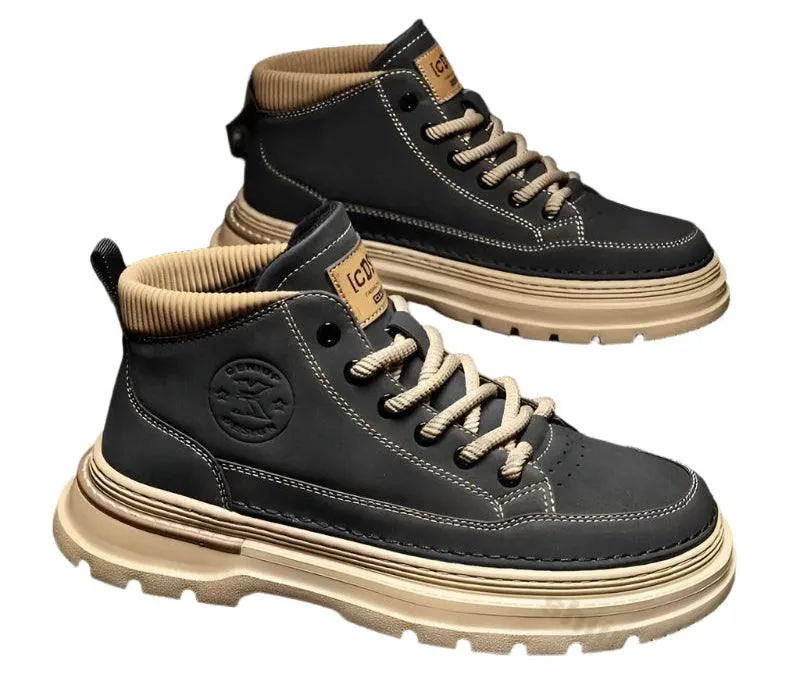 Men's Retro Leather Casual Shoes –Comfortable Ankle Boots for Work & Daily Wear