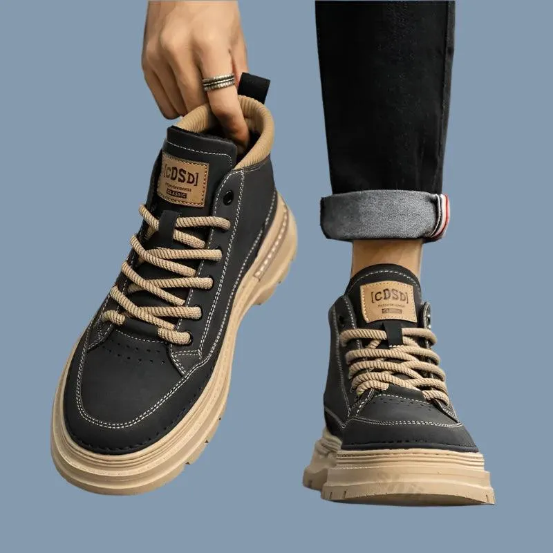 Men's Retro Leather Casual Shoes –Comfortable Ankle Boots for Work & Daily Wear
