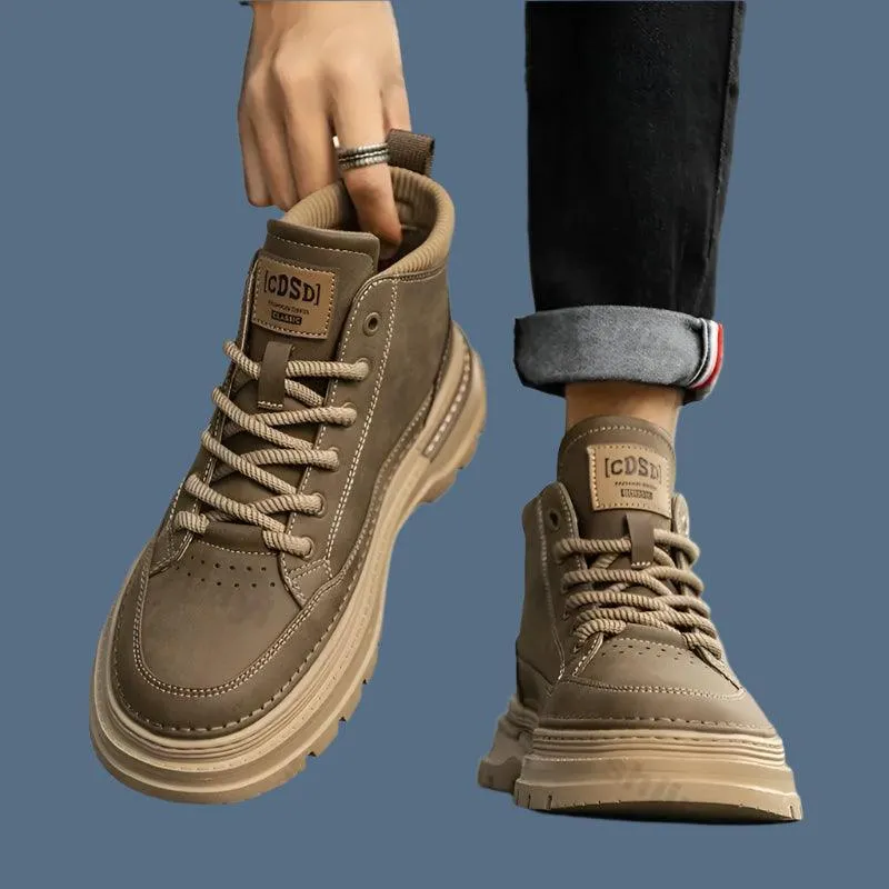 Men's Retro Leather Casual Shoes –Comfortable Ankle Boots for Work & Daily Wear