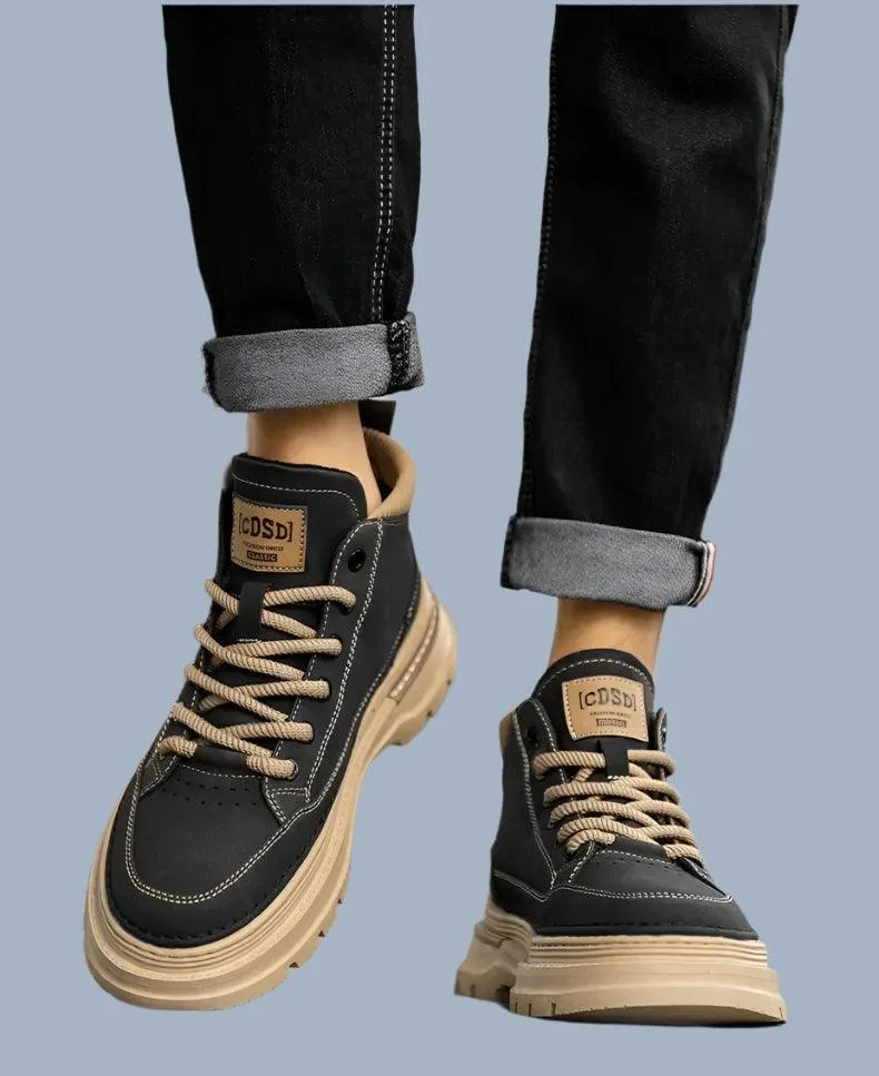 Men's Retro Leather Casual Shoes –Comfortable Ankle Boots for Work & Daily Wear