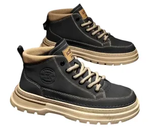 Men's Retro Leather Casual Shoes –Comfortable Ankle Boots for Work & Daily Wear