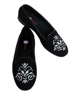 Misses Handstitched Silver Metallic Needlepoint Loafer |Designs by Lillie