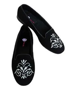 Misses Handstitched Silver Metallic Needlepoint Loafer |Designs by Lillie