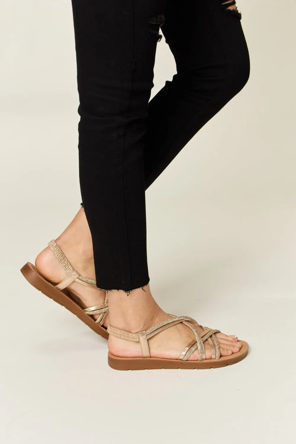 ONLINE EXCLUSIVE Forever Link Rhinestone Crisscross Flat Sandals