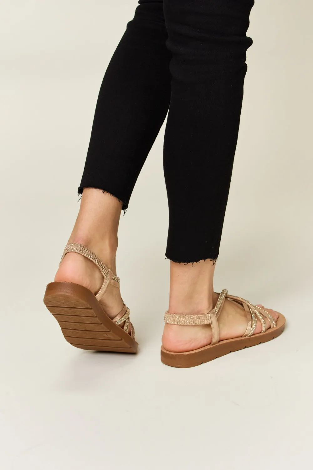 ONLINE EXCLUSIVE Forever Link Rhinestone Crisscross Flat Sandals