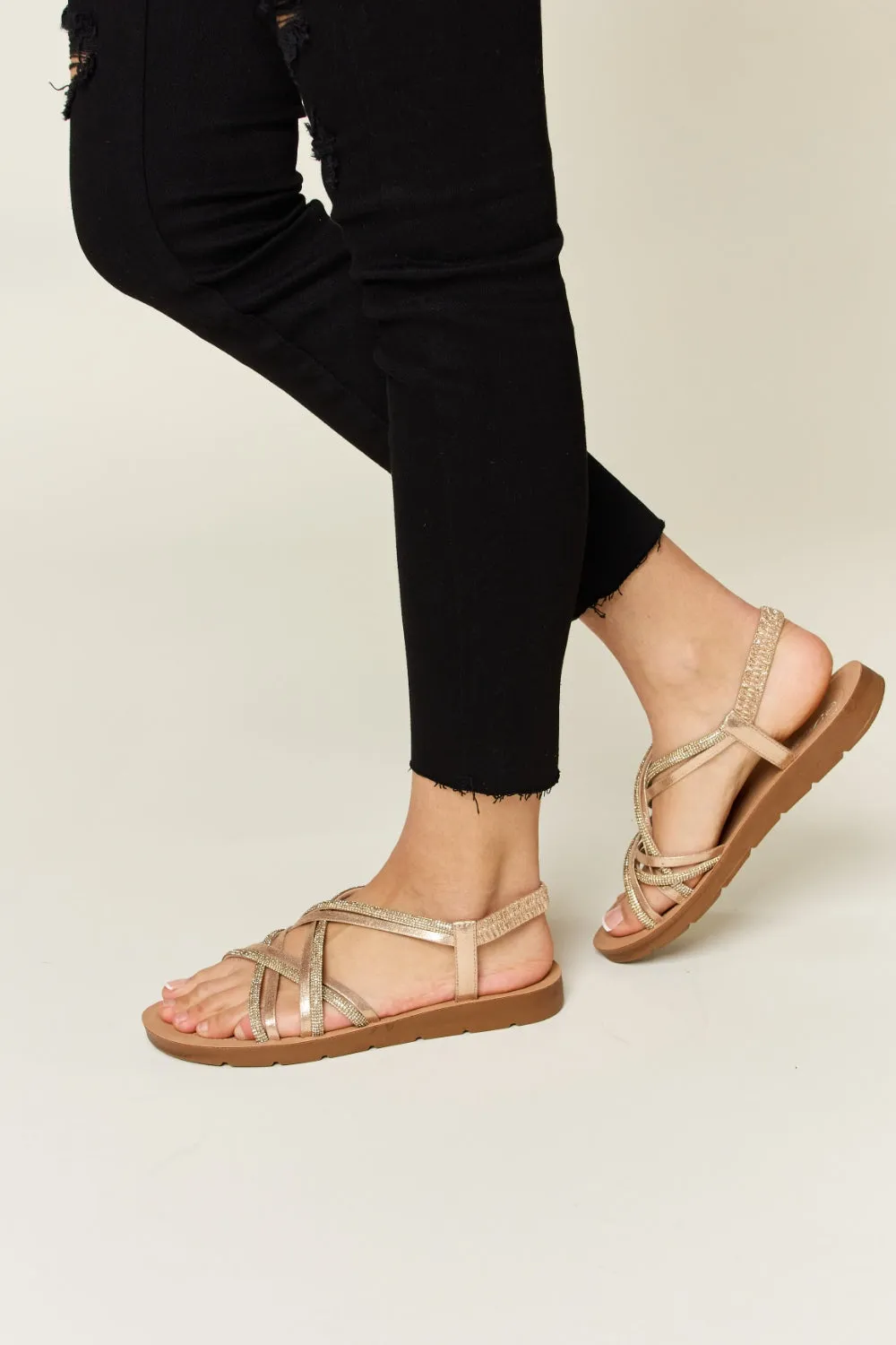 ONLINE EXCLUSIVE Forever Link Rhinestone Crisscross Flat Sandals