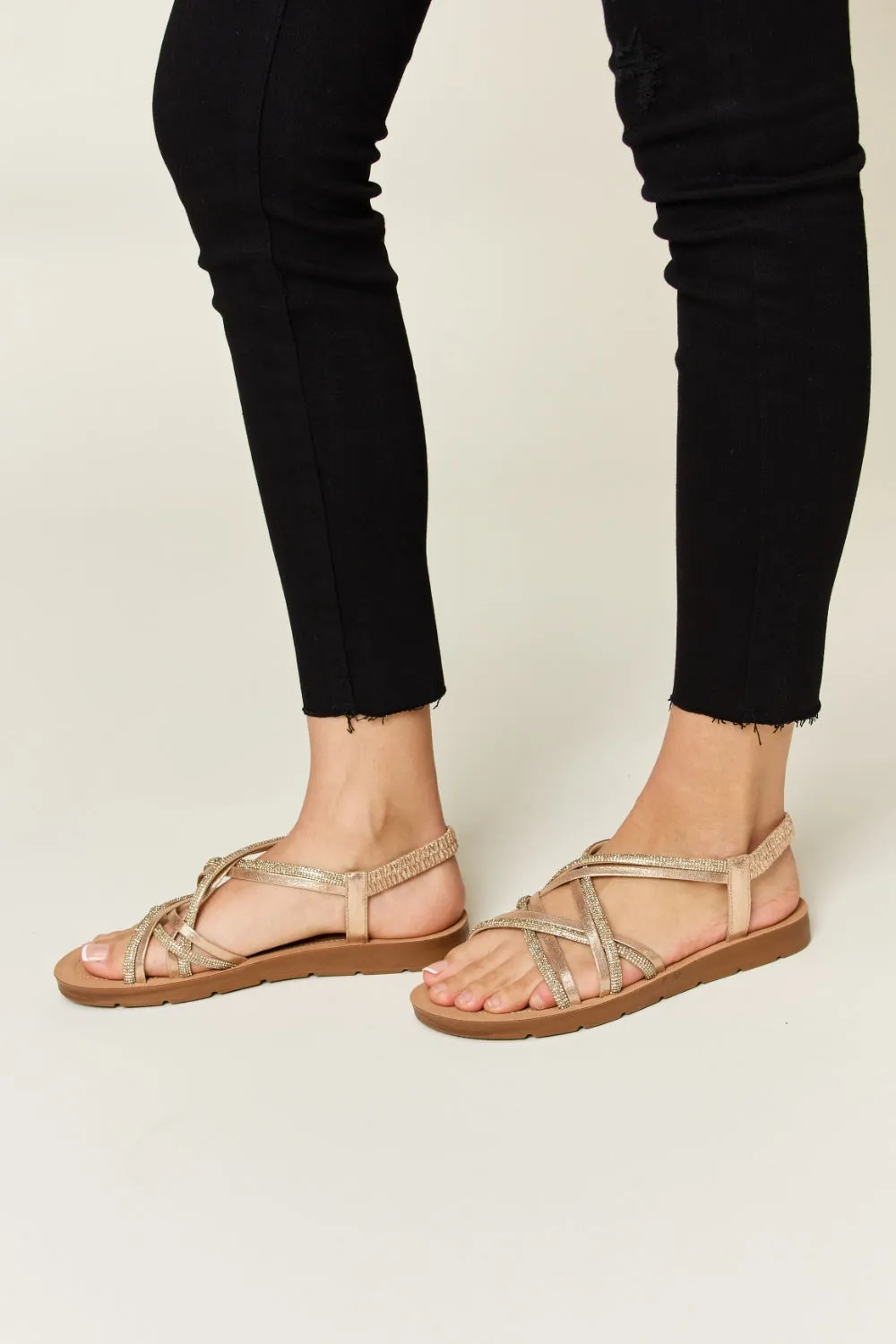 ONLINE EXCLUSIVE Forever Link Rhinestone Crisscross Flat Sandals
