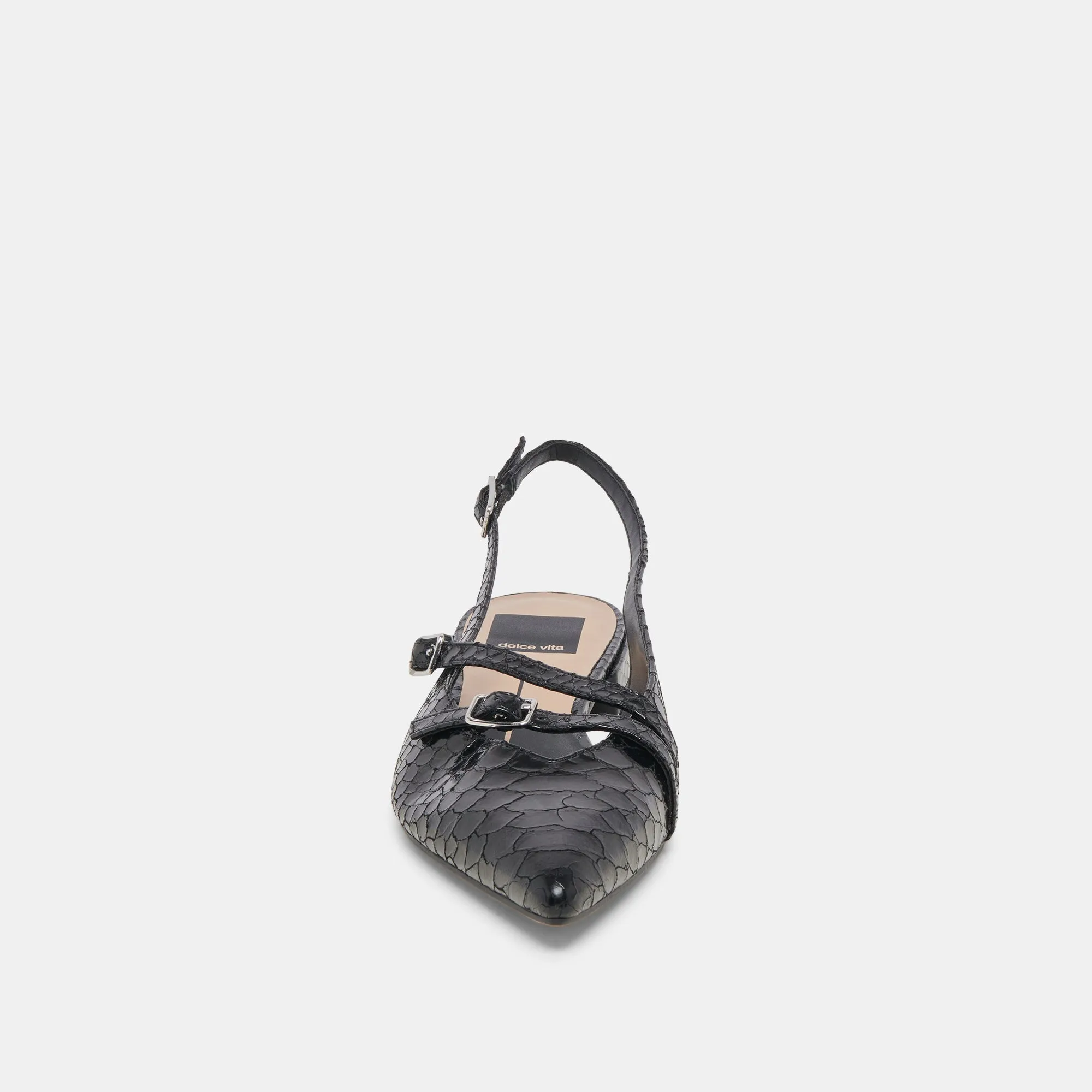 PAMLA FLATS MIDNIGHT SNAKE EMBOSSED