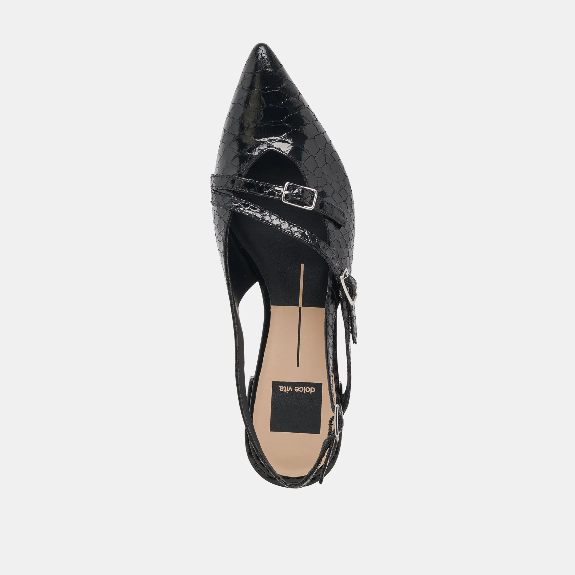 PAMLA FLATS MIDNIGHT SNAKE EMBOSSED