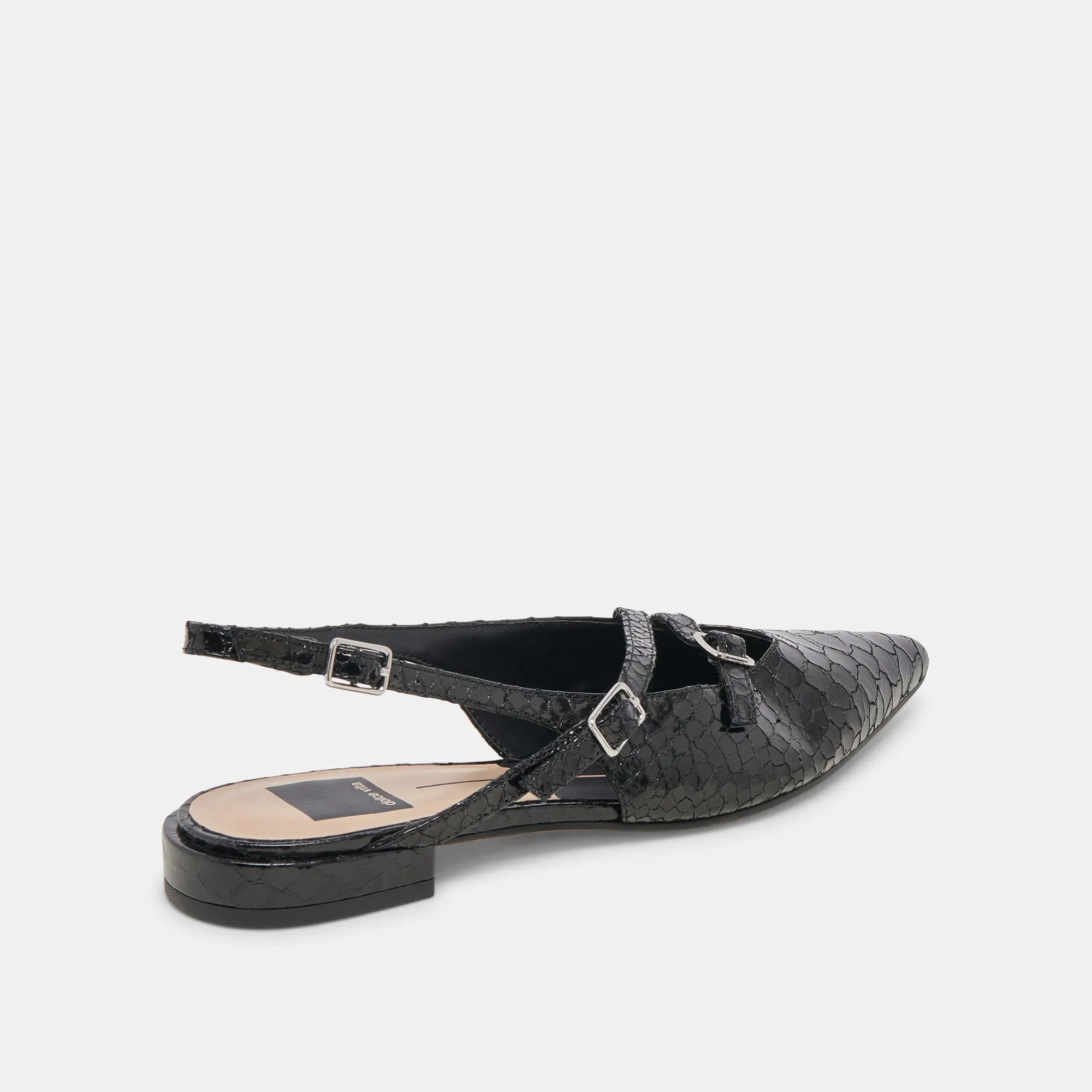 PAMLA FLATS MIDNIGHT SNAKE EMBOSSED
