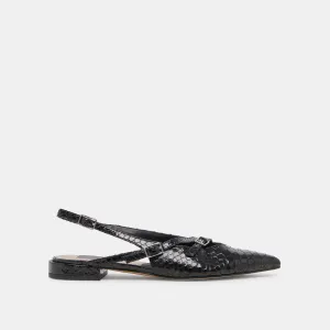 PAMLA FLATS MIDNIGHT SNAKE EMBOSSED