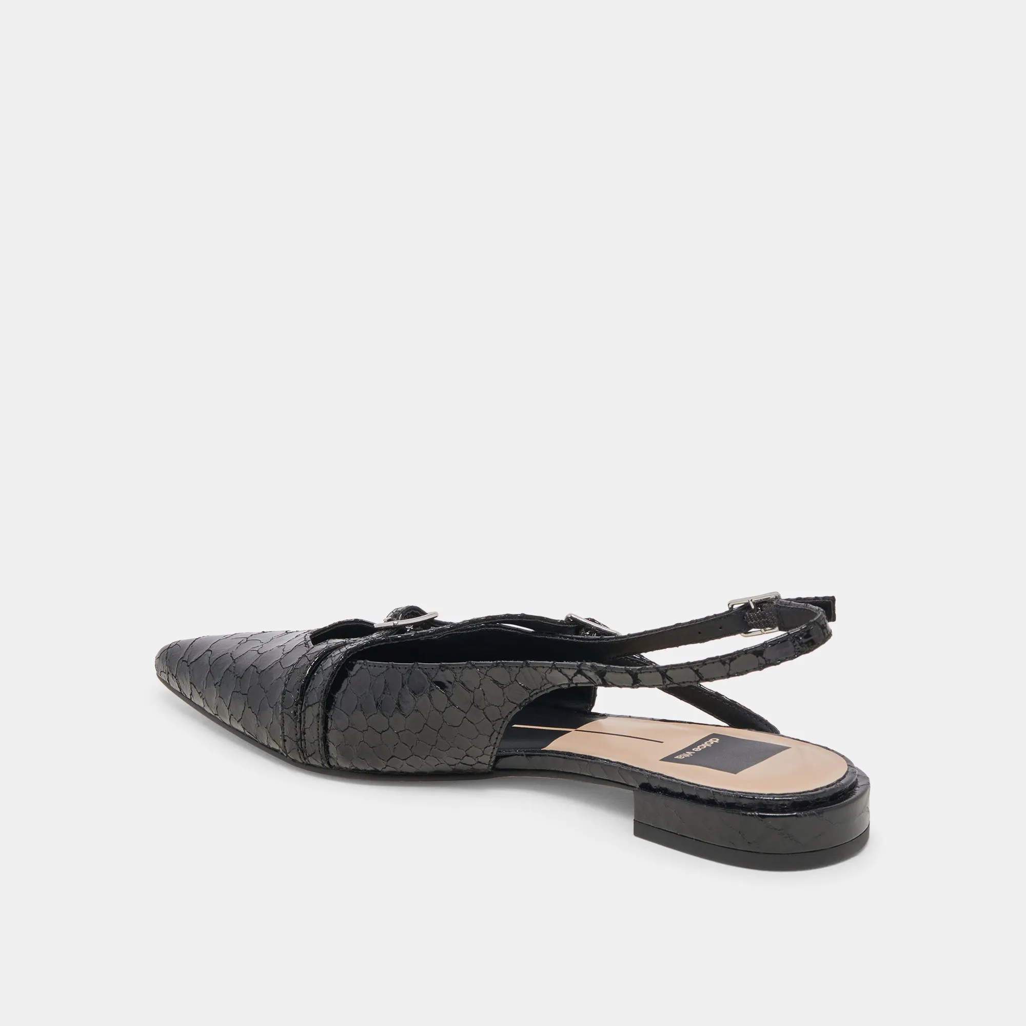 PAMLA FLATS MIDNIGHT SNAKE EMBOSSED
