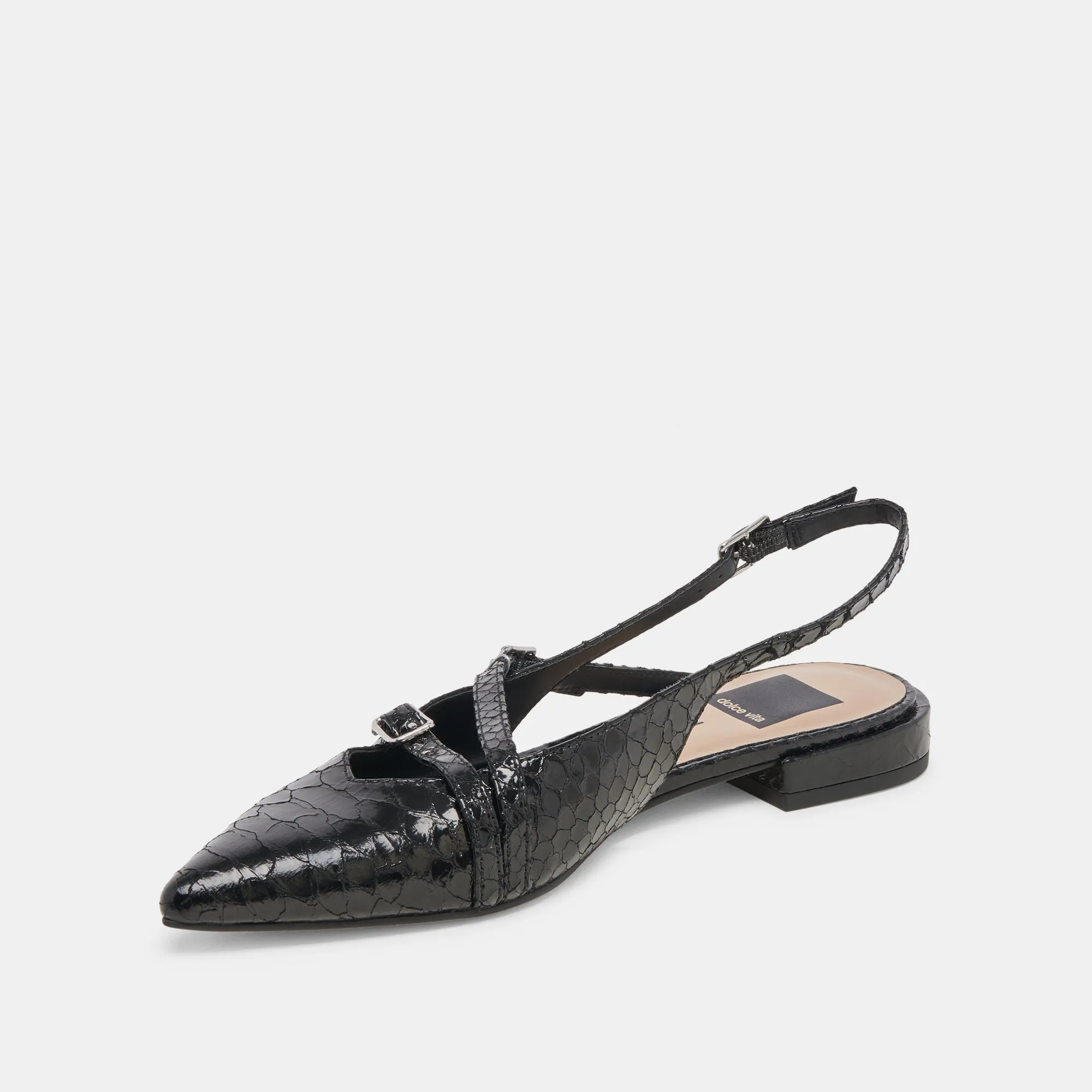 PAMLA FLATS MIDNIGHT SNAKE EMBOSSED
