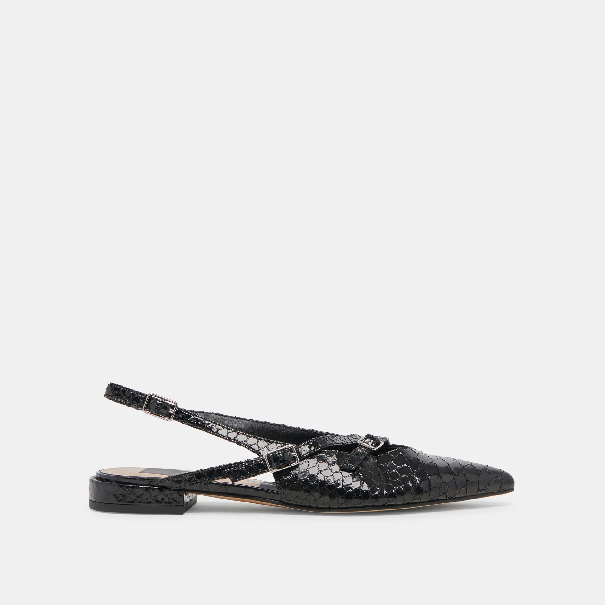 PAMLA FLATS MIDNIGHT SNAKE EMBOSSED