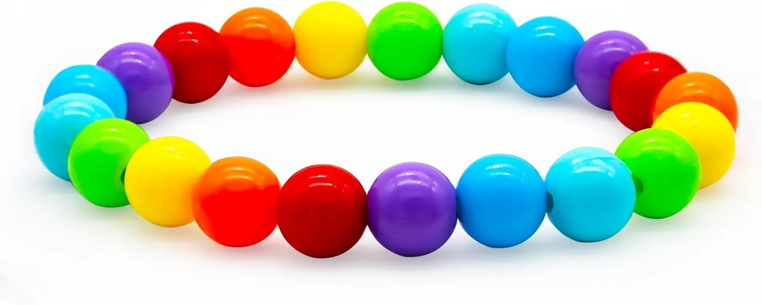 Rainbow Pride Bracelet Acrylic Stretch Bead/Rubber Bracelets for Men Women LGBT Bracelet for Gay Lesbian Couples Pride Month Friendship Jewelry Gift LGBTQ Parade Accessories
