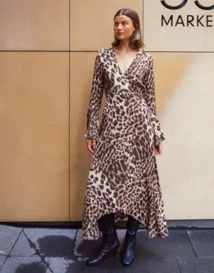 Savannah Wrap Maxi Dress - Animal Print