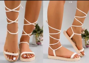 Shein Soft-Soled And Comfortable Special Tie-Up Sandals, Size: 39 /