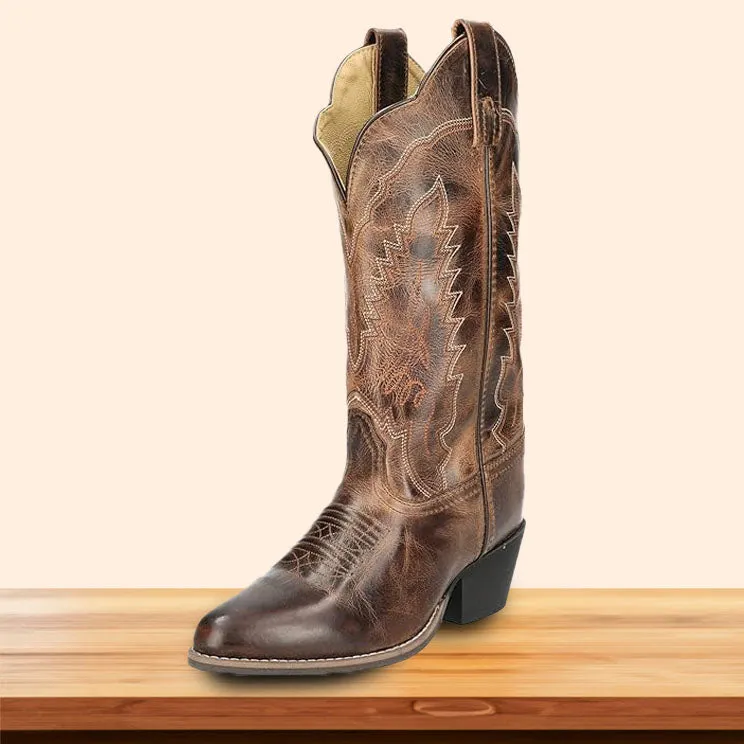 Smoky Mountain Boots Womens Amelia Brown Distress Leather Cowboy Boot