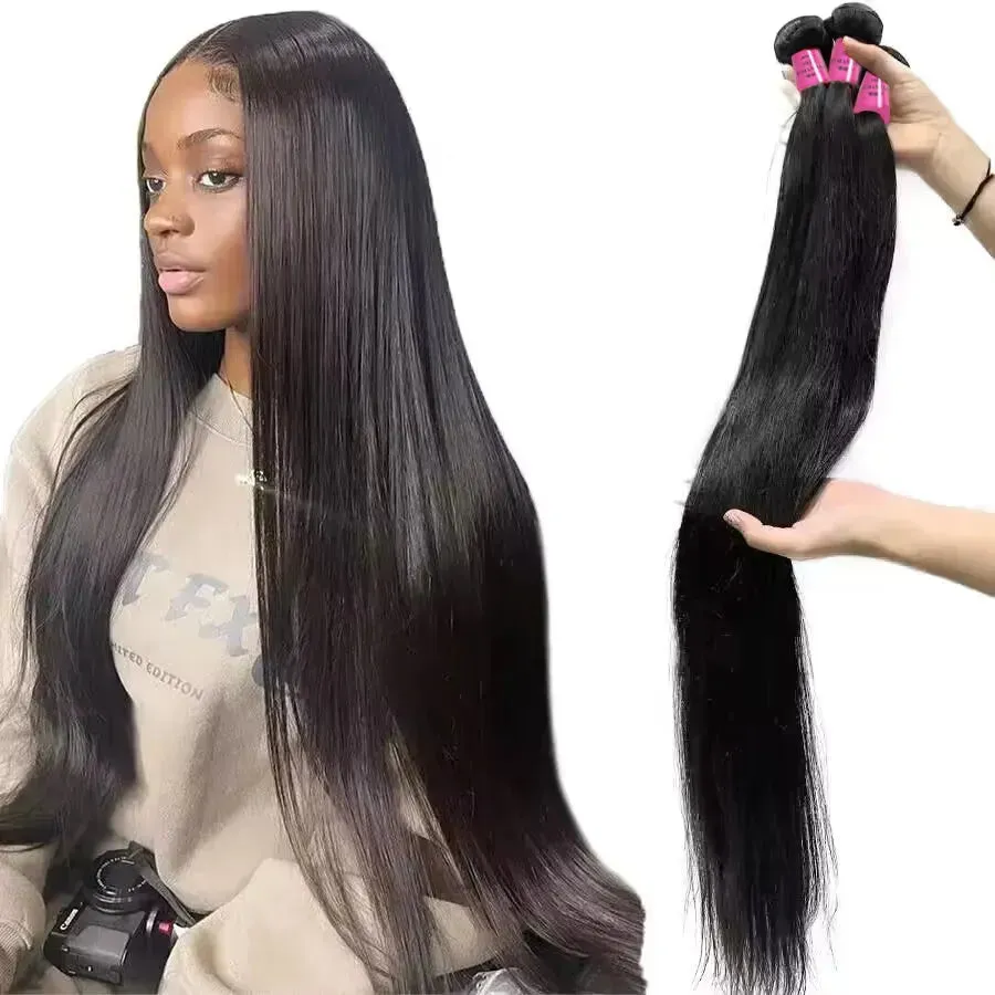 Straight Brazilian Virgin Human Hair Bundles  3 Pieces, 10-40 Inches