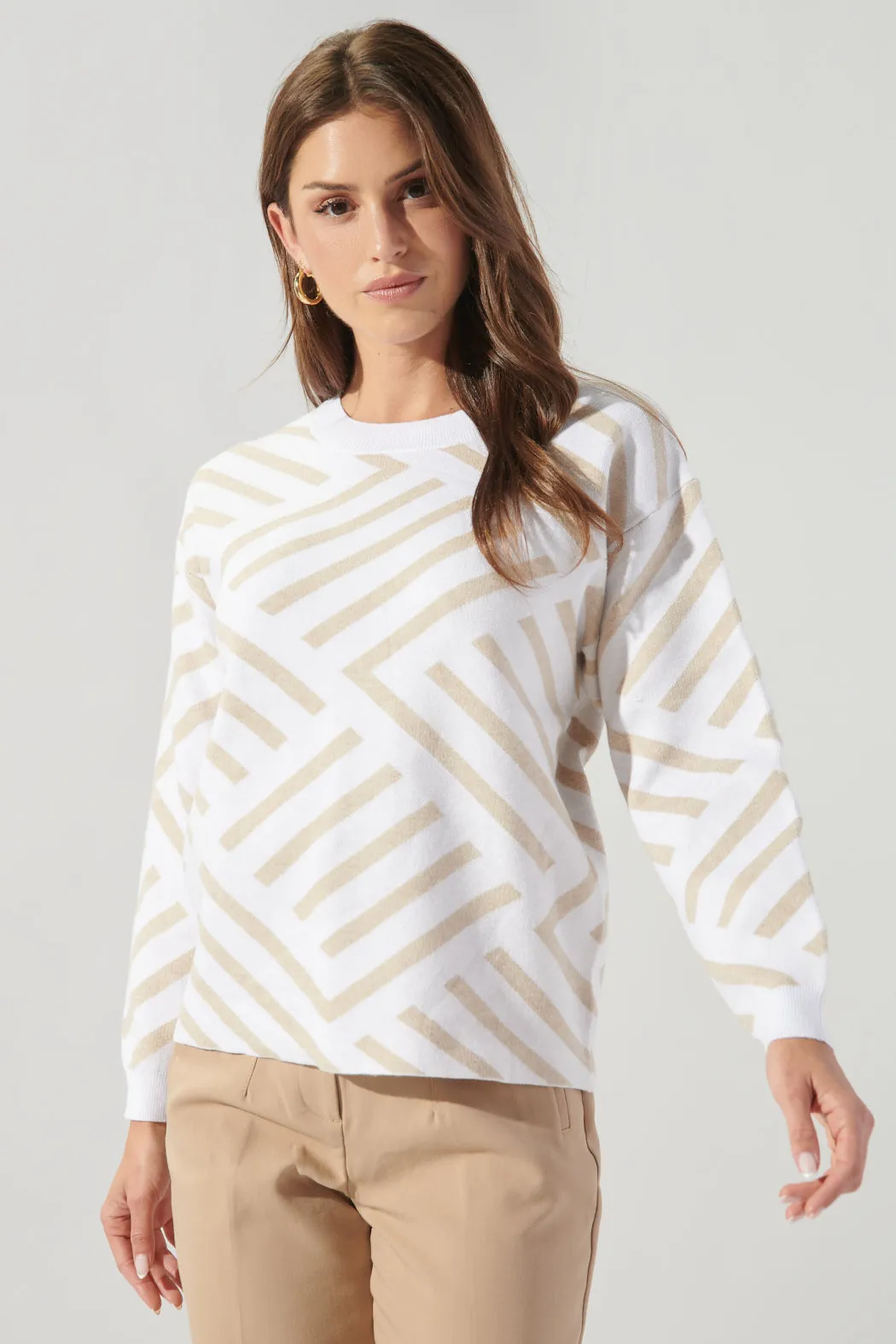 Tiller Comb Pattern Crew Neck Sweater