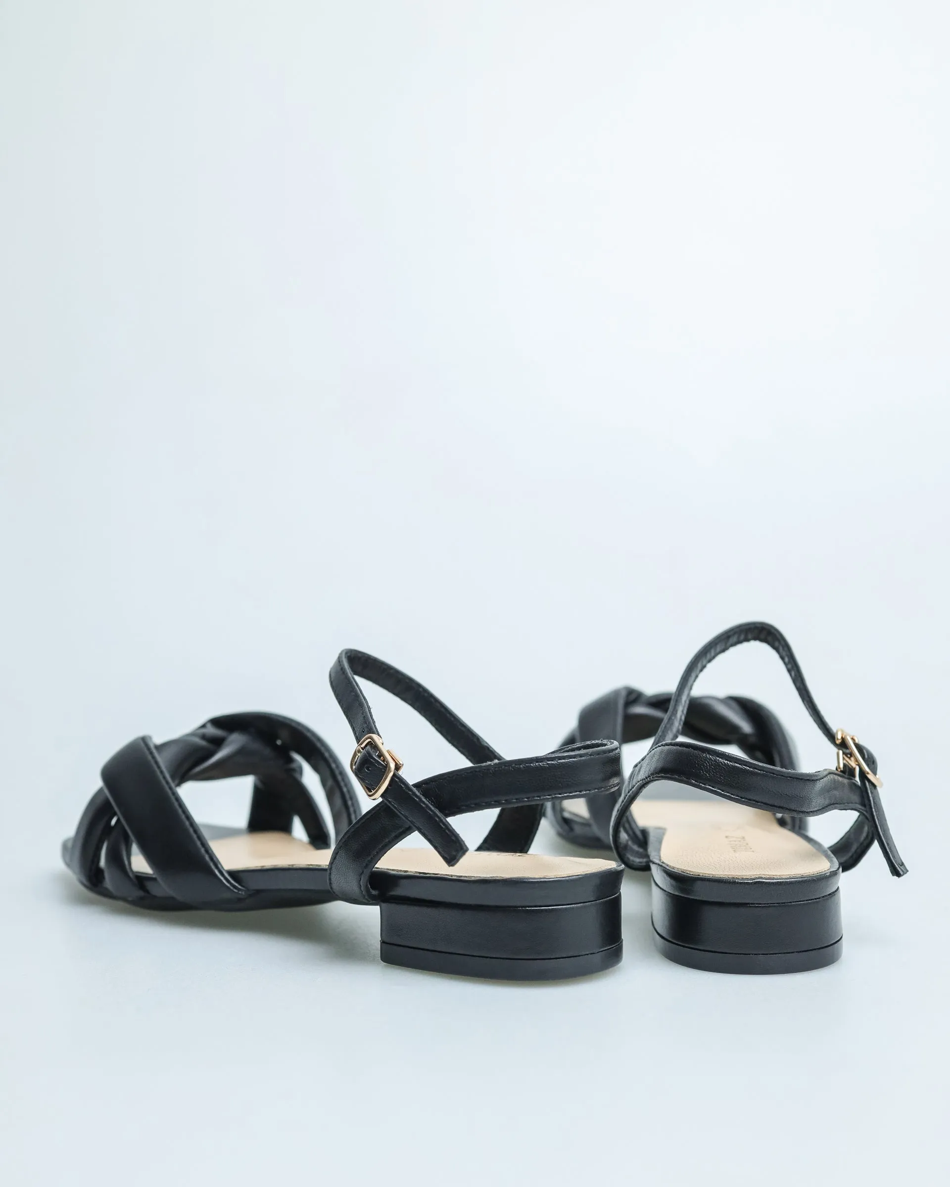 Tomaz YX83 Ladies Twisted Strap Slingback Sandals (Black)