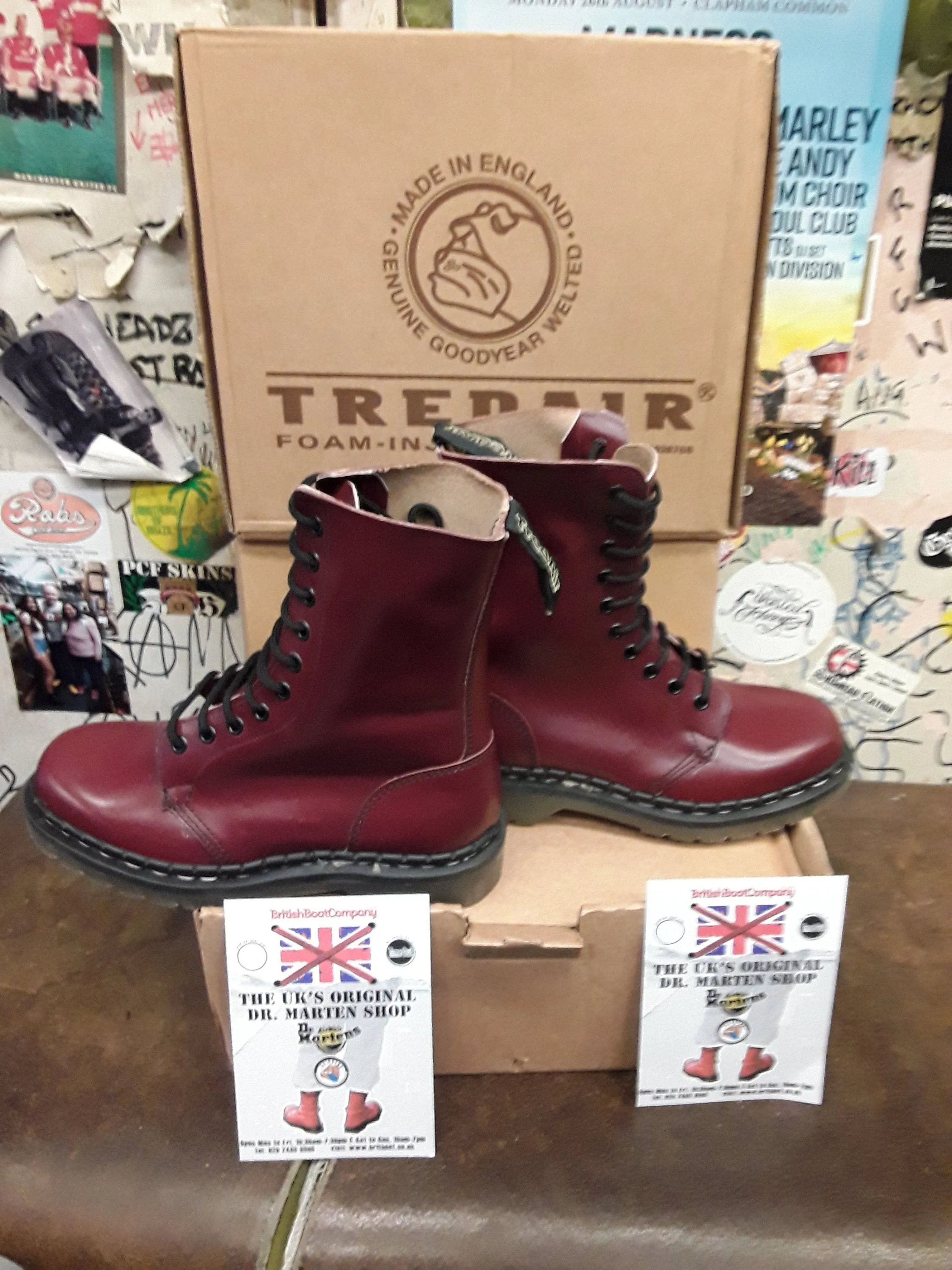 Tredair cherry red 10 hole,vintage 1990's, Sizes 3&5 Made in England. Very rare.