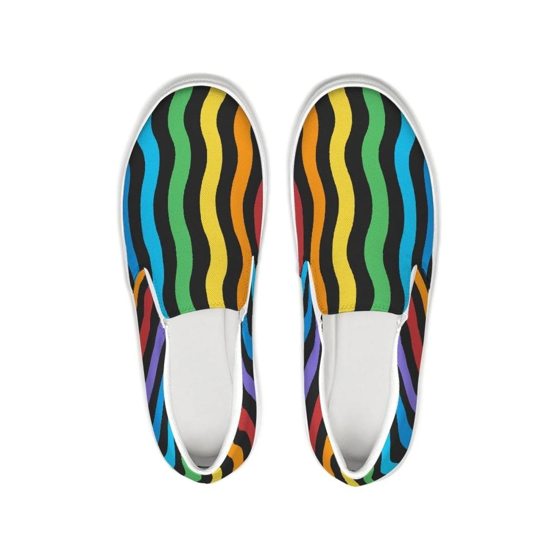 Uniquely You Womens Sneakers - Rainbow Stripe Style Canvas Sports Shoes / Slip-On by inQue.Style