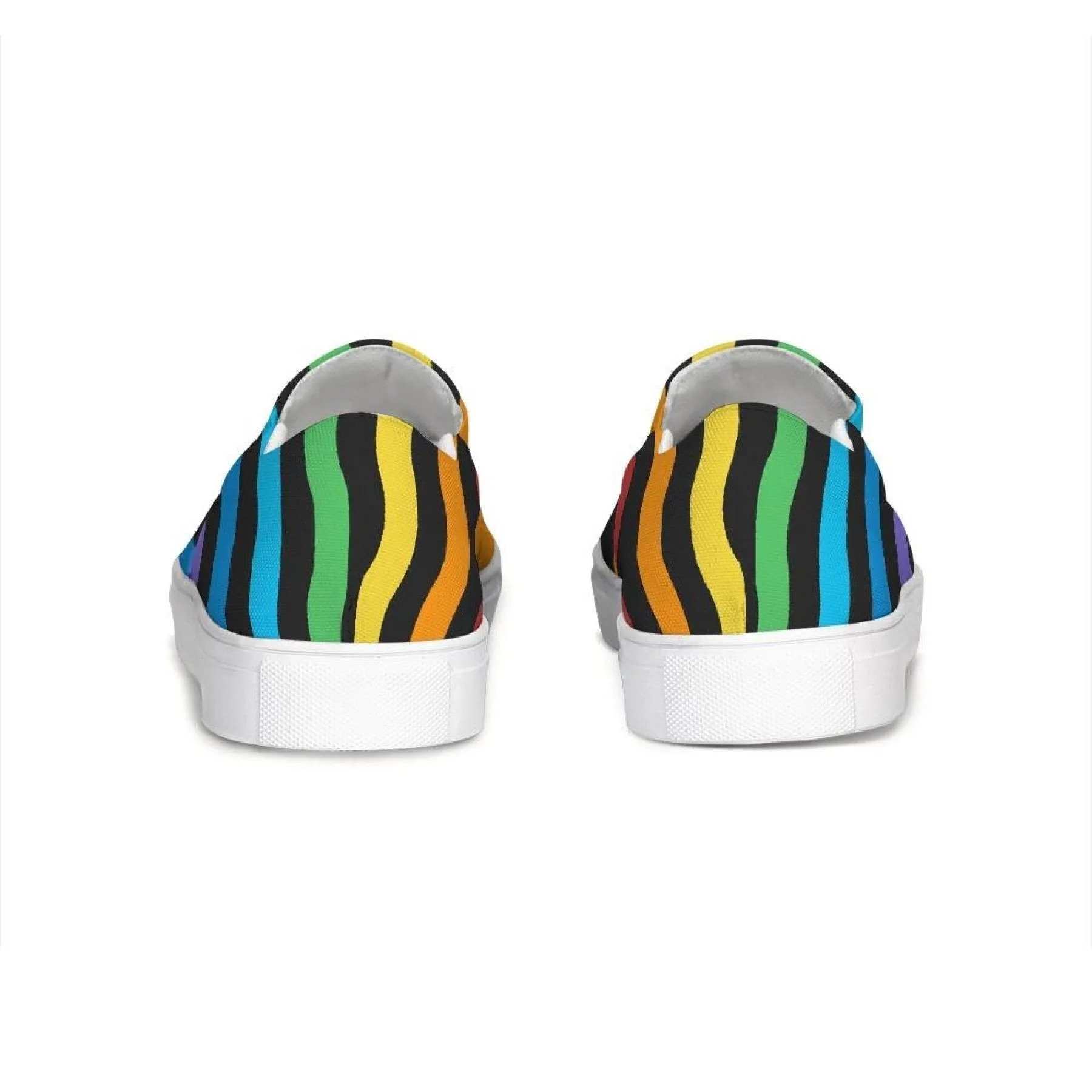 Uniquely You Womens Sneakers - Rainbow Stripe Style Canvas Sports Shoes / Slip-On by inQue.Style