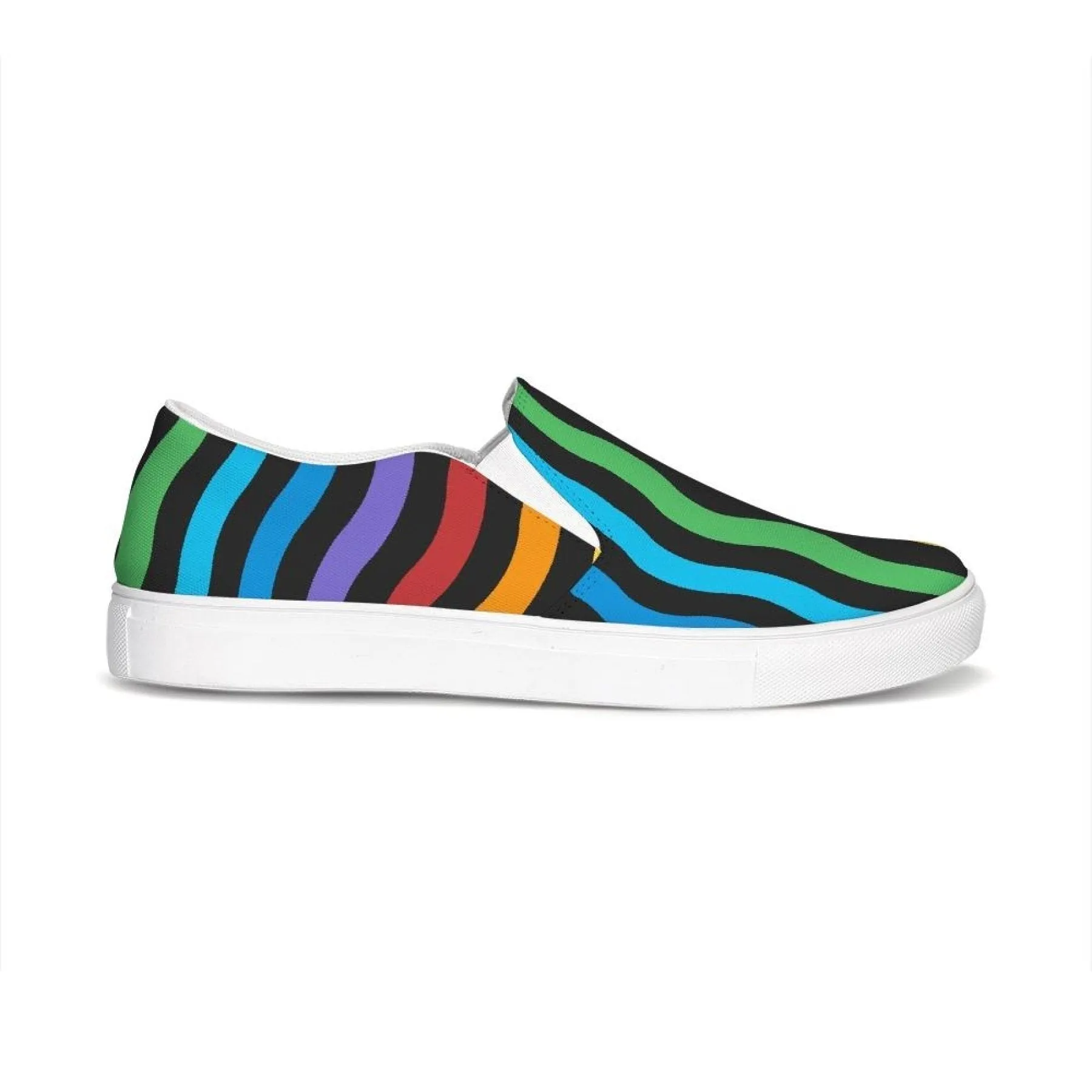 Uniquely You Womens Sneakers - Rainbow Stripe Style Canvas Sports Shoes / Slip-On by inQue.Style