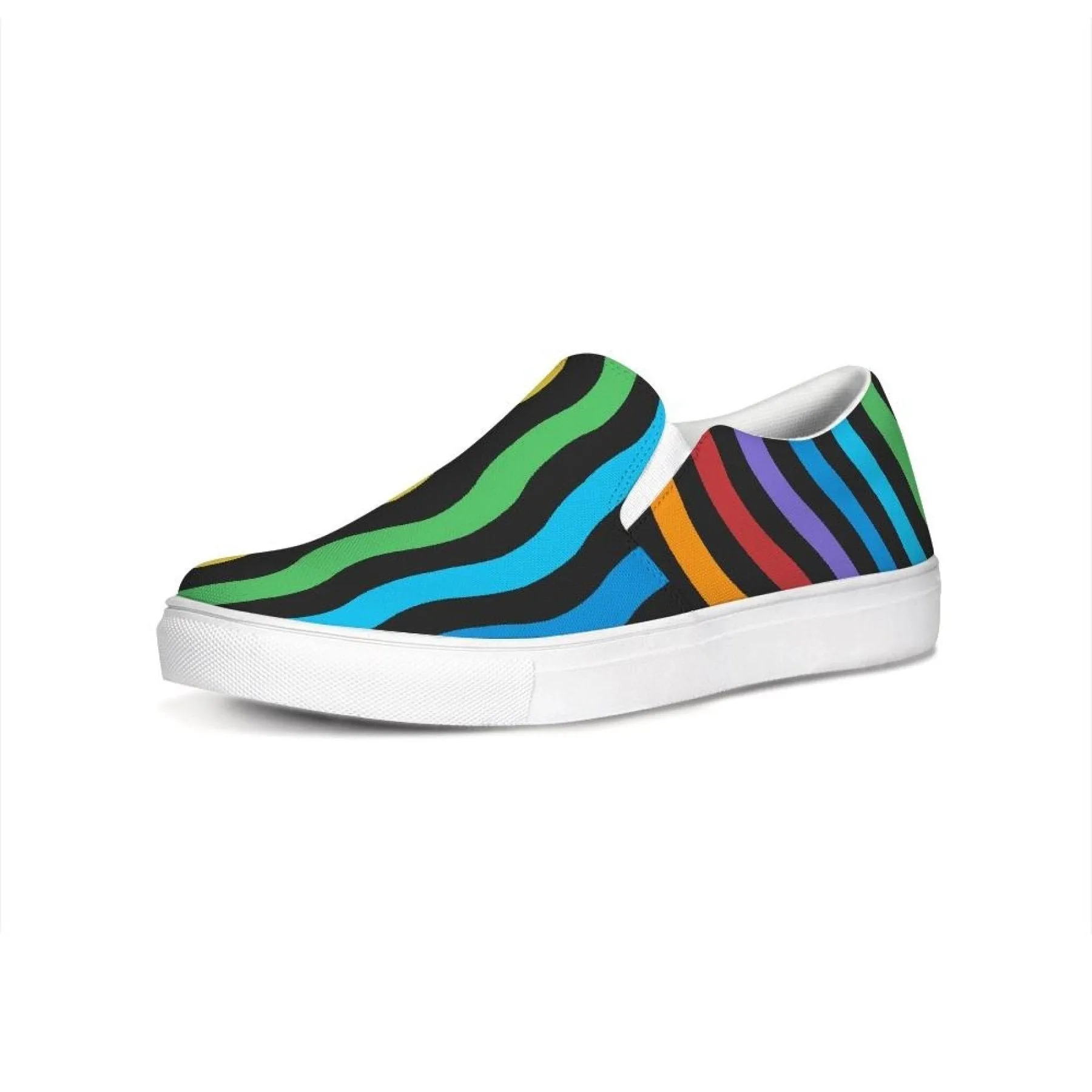 Uniquely You Womens Sneakers - Rainbow Stripe Style Canvas Sports Shoes / Slip-On by inQue.Style