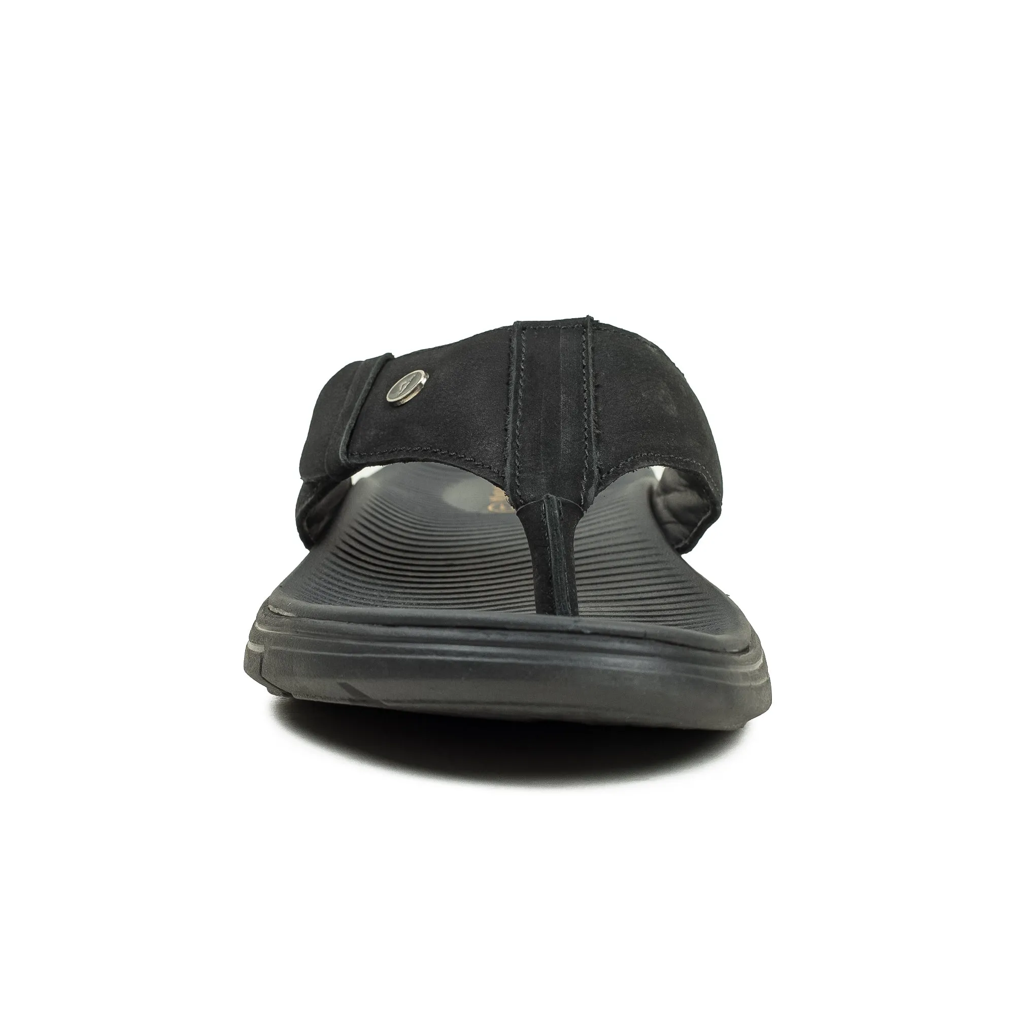 Vibrant Men's Black Nubuck Leather Toe-Post Sandal – Lightweight Phylon Sole & Cushioned Insole for Maximum Comfort & Style