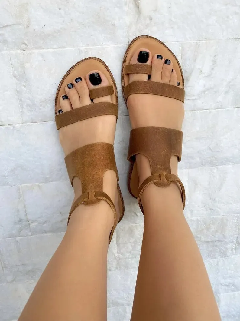 Women Slingback Black Leather Sandals