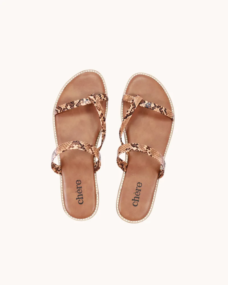 Women's Brown Sassy Snakeprint Flats