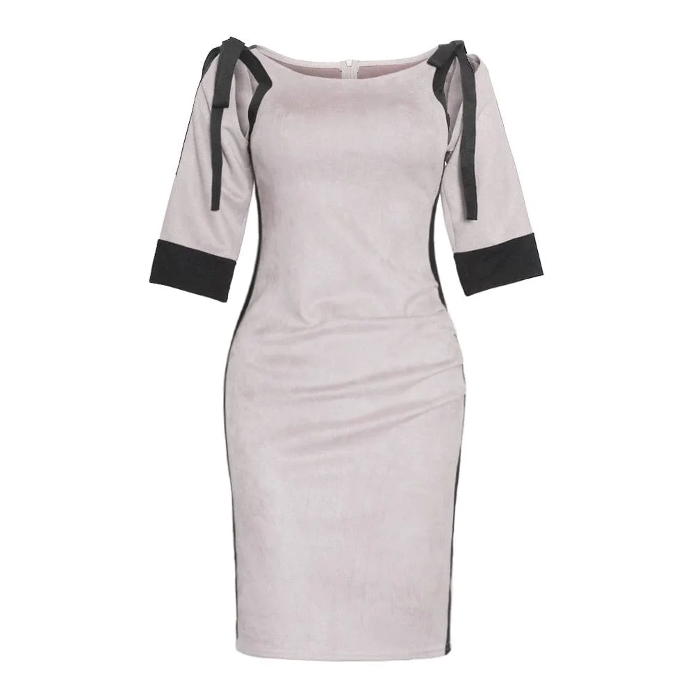 Women's Casual Slim Patchwork Office Pencil Bodycon Dresses