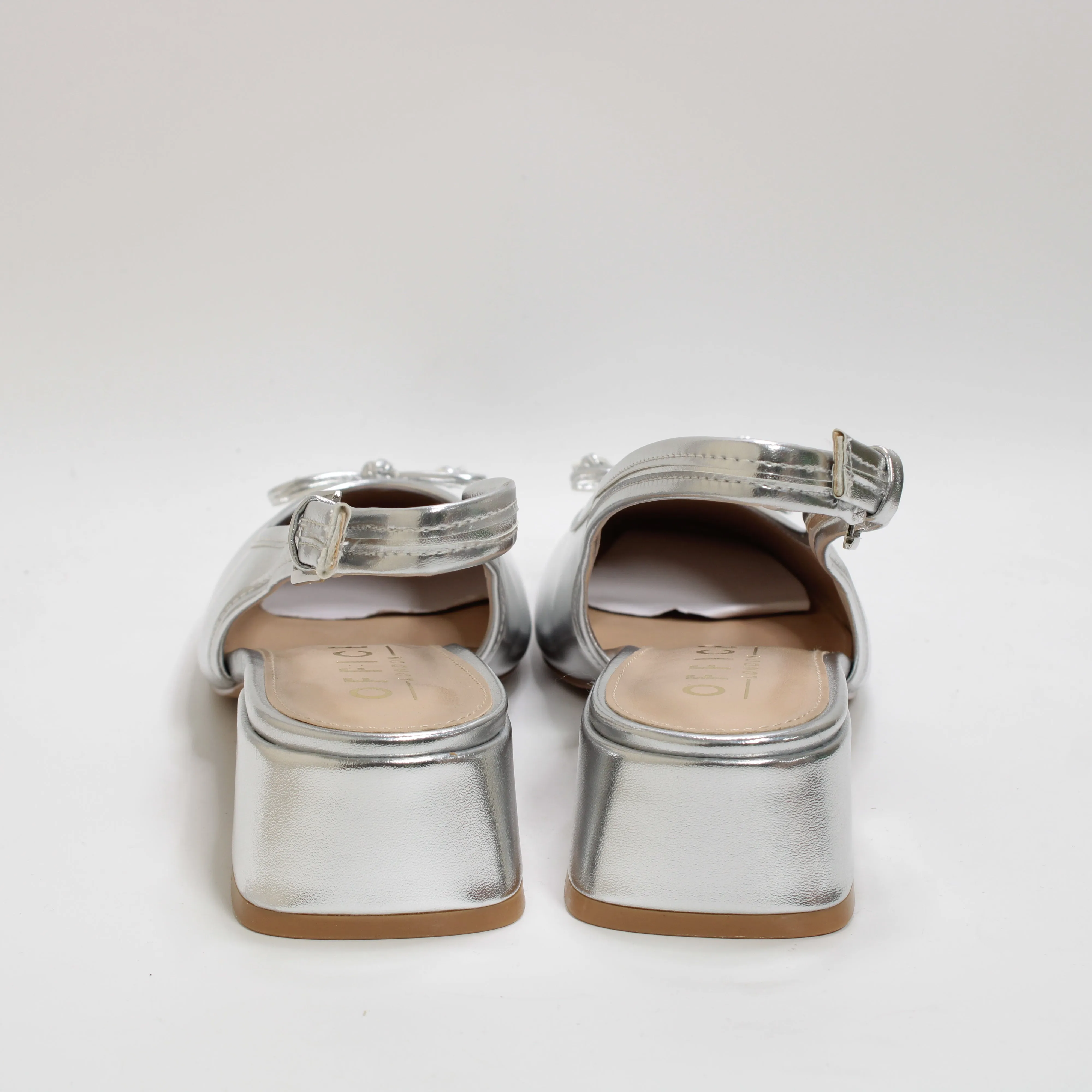 Womens Office Madelyn Slingback Ballerinas Silver